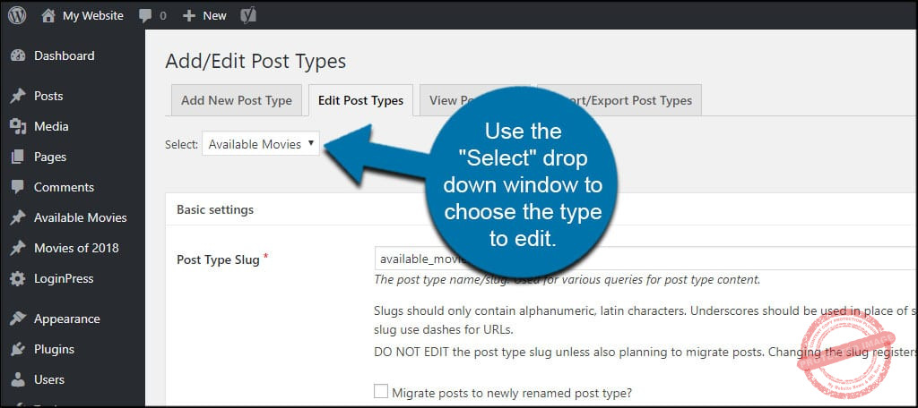 Select Post Type